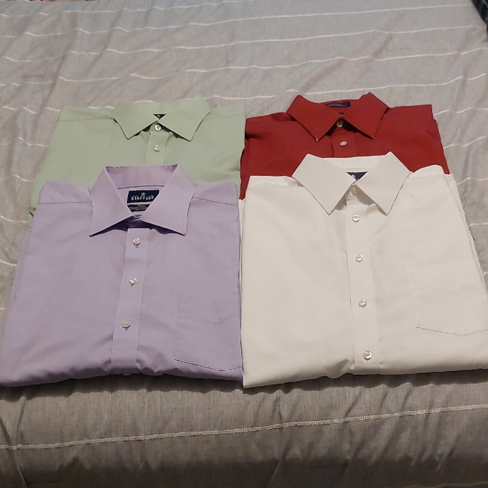 Stafford Men's Dress Shirt Set - Red, White, Green, Purple